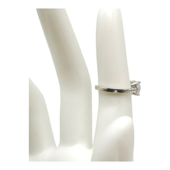 Marked TG 925 Sterling Silver 2 Carat Cubic Zirconia Pave Ring Size 5 Engagement - Picture 3 of 5